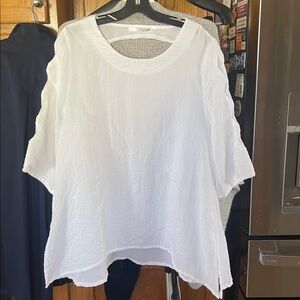 Lulu-B Women Top Large 3/4 sleeve White